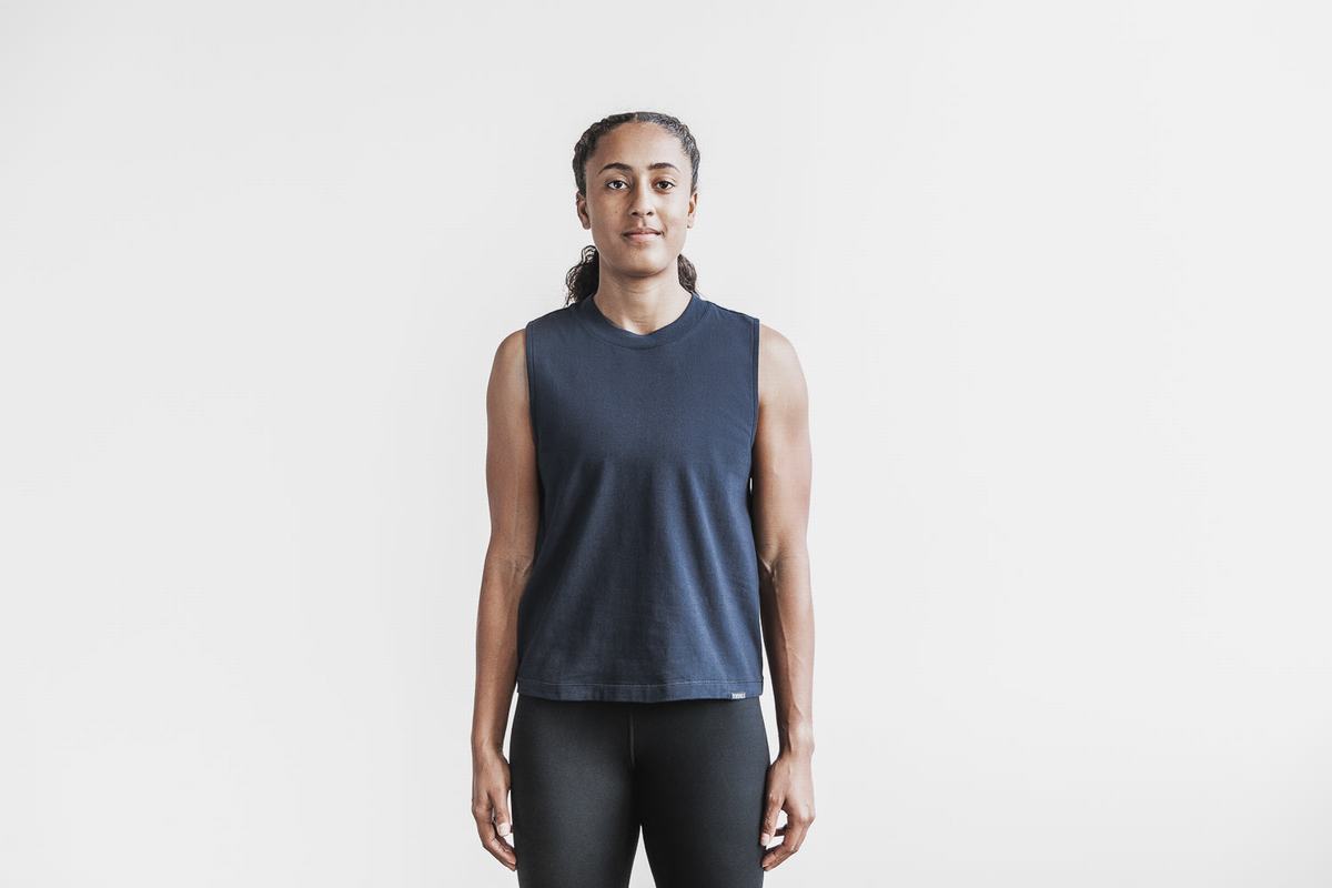 Nobull Heavyweight Mouwloos T-shirts Dames Donkerblauw | 216039-KBT