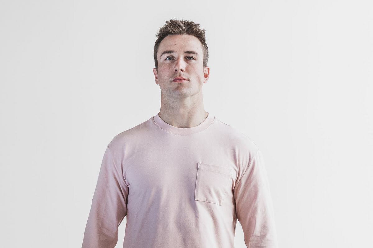 Nobull Heavyweight Pocket T-Shirt Lange Mouw Heren Roze | 019736-SPV
