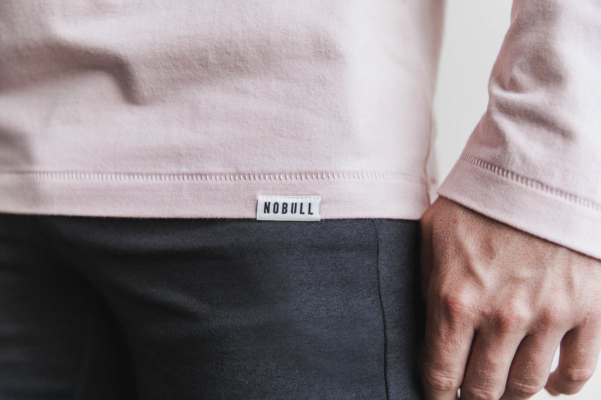 Nobull Heavyweight Pocket T-Shirt Lange Mouw Heren Roze | 019736-SPV