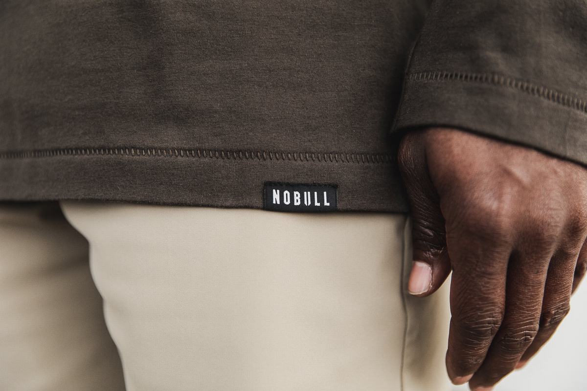 Nobull Heavyweight Pocket T-Shirt Lange Mouw Heren Chocola | 103845-WIB