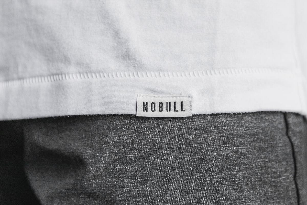 Nobull Heavyweight Pocket T-Shirt Lange Mouw Heren Wit | 378924-TQS
