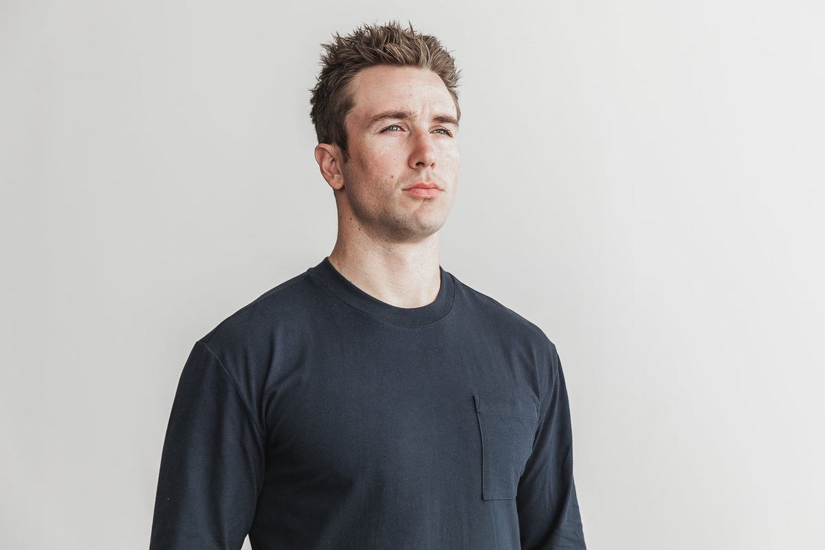 Nobull Heavyweight Pocket T-Shirt Lange Mouw Heren Donkerblauw | 420798-ODV
