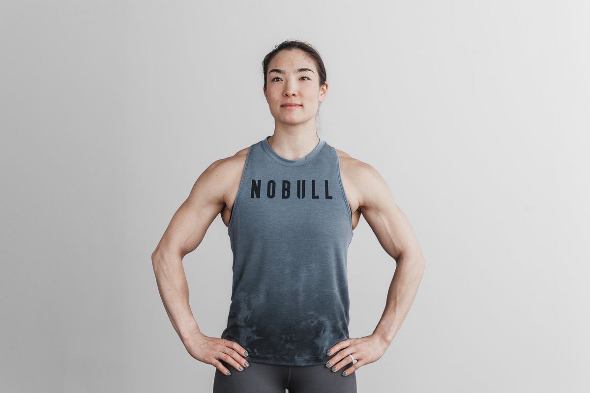 Nobull High-Neck Dip-Dye Tank Tanktop Dames Blauw | 265108-OZX