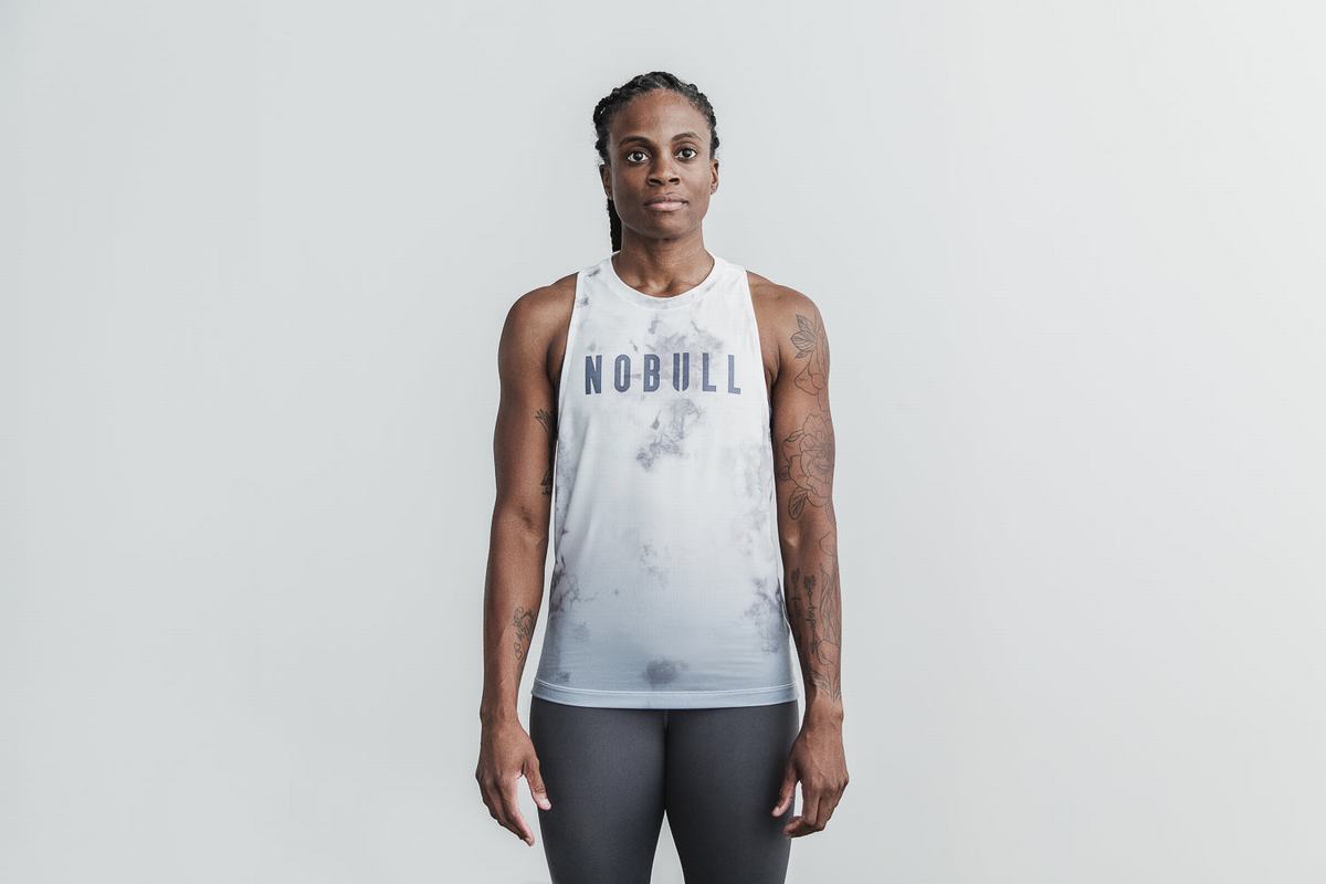Nobull High-Neck Dip-Dye Tank Tanktop Dames Wit | 830671-RJL