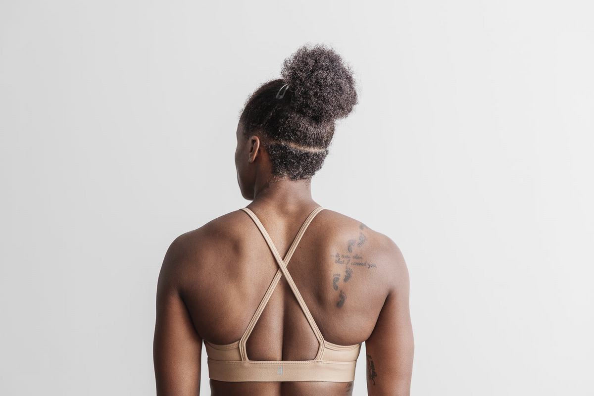 Nobull High-Neck Matte Sport Bh Dames Beige | 530682-JWA