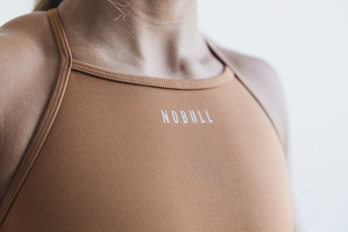 Nobull High-Neck Matte Sport Bh Dames Bruin | 976083-UZJ