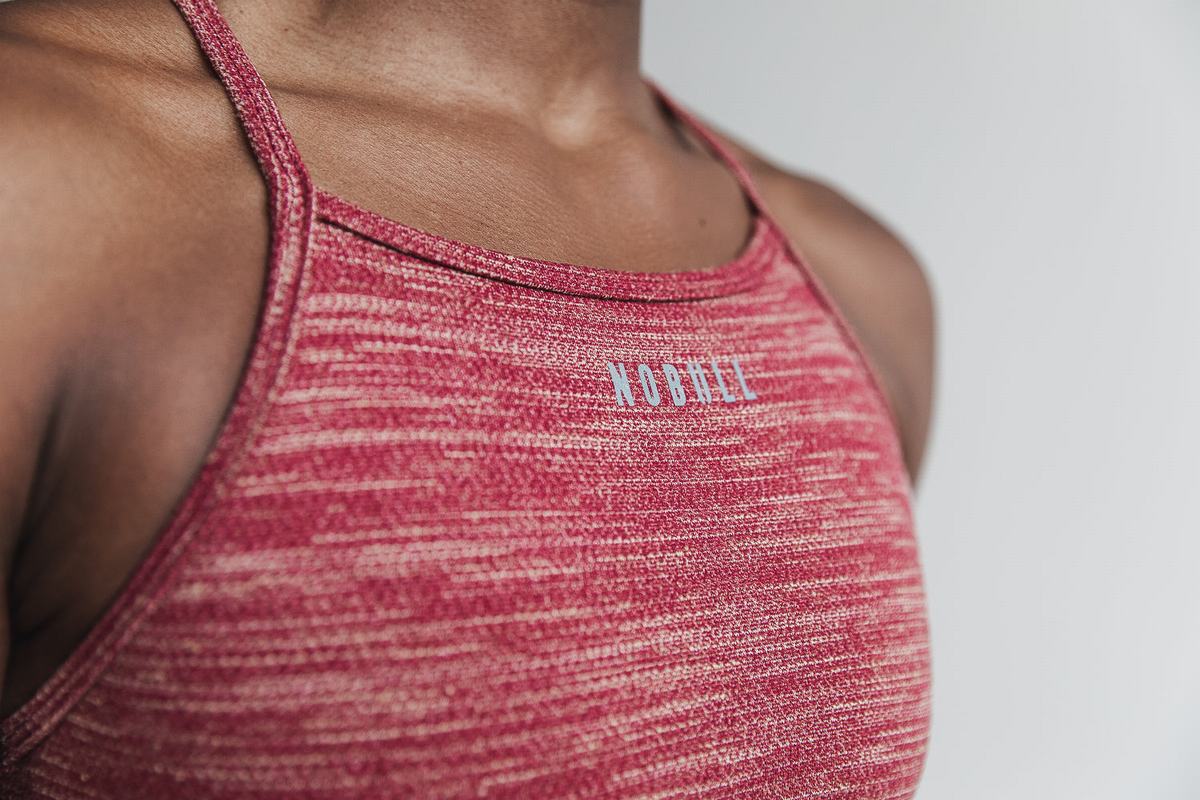 Nobull High-Neck Melange Sport Bh Dames Rood | 043521-WCO