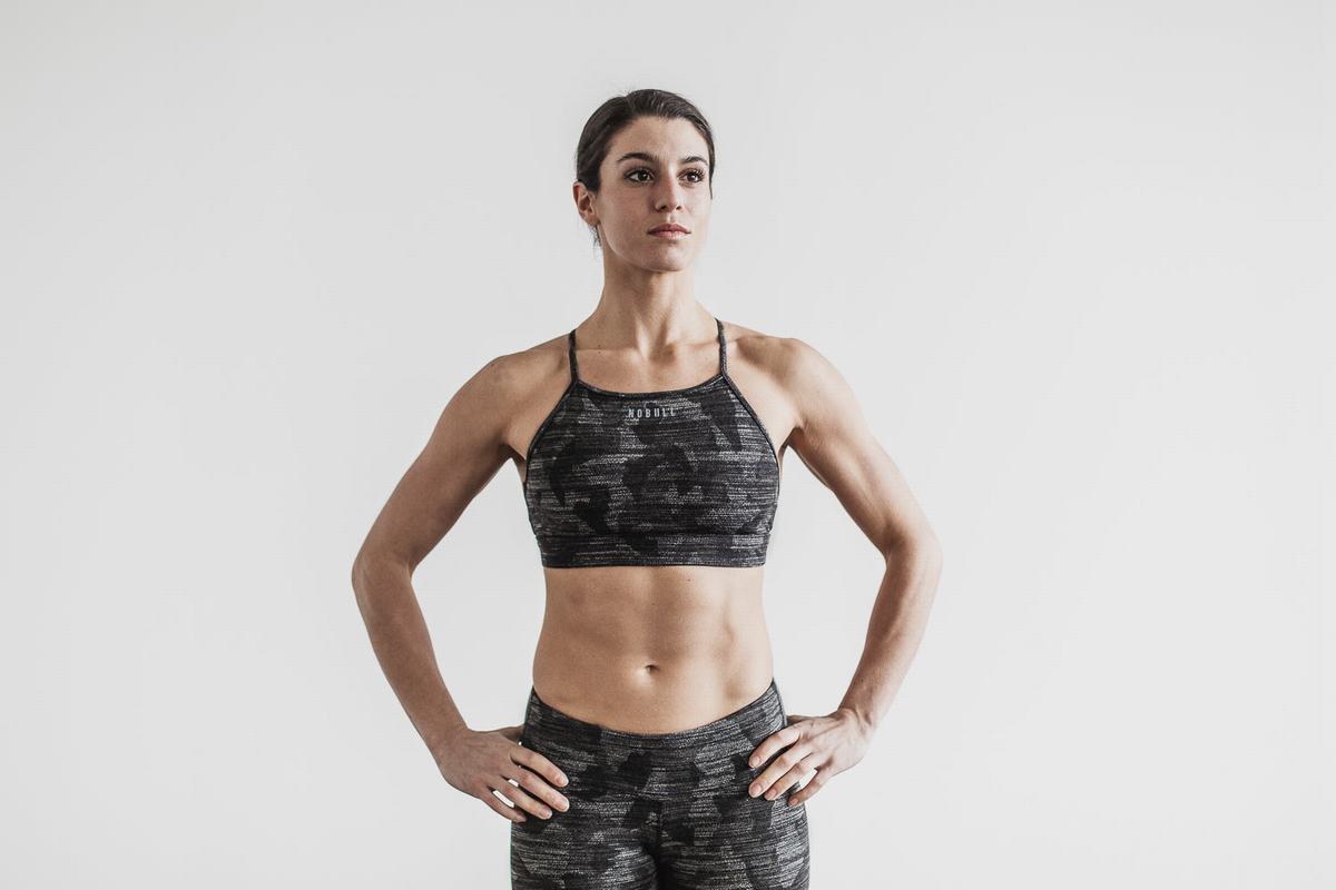 Nobull High-Neck Melange Sport Bh Dames Donkercamo | 079124-VGY