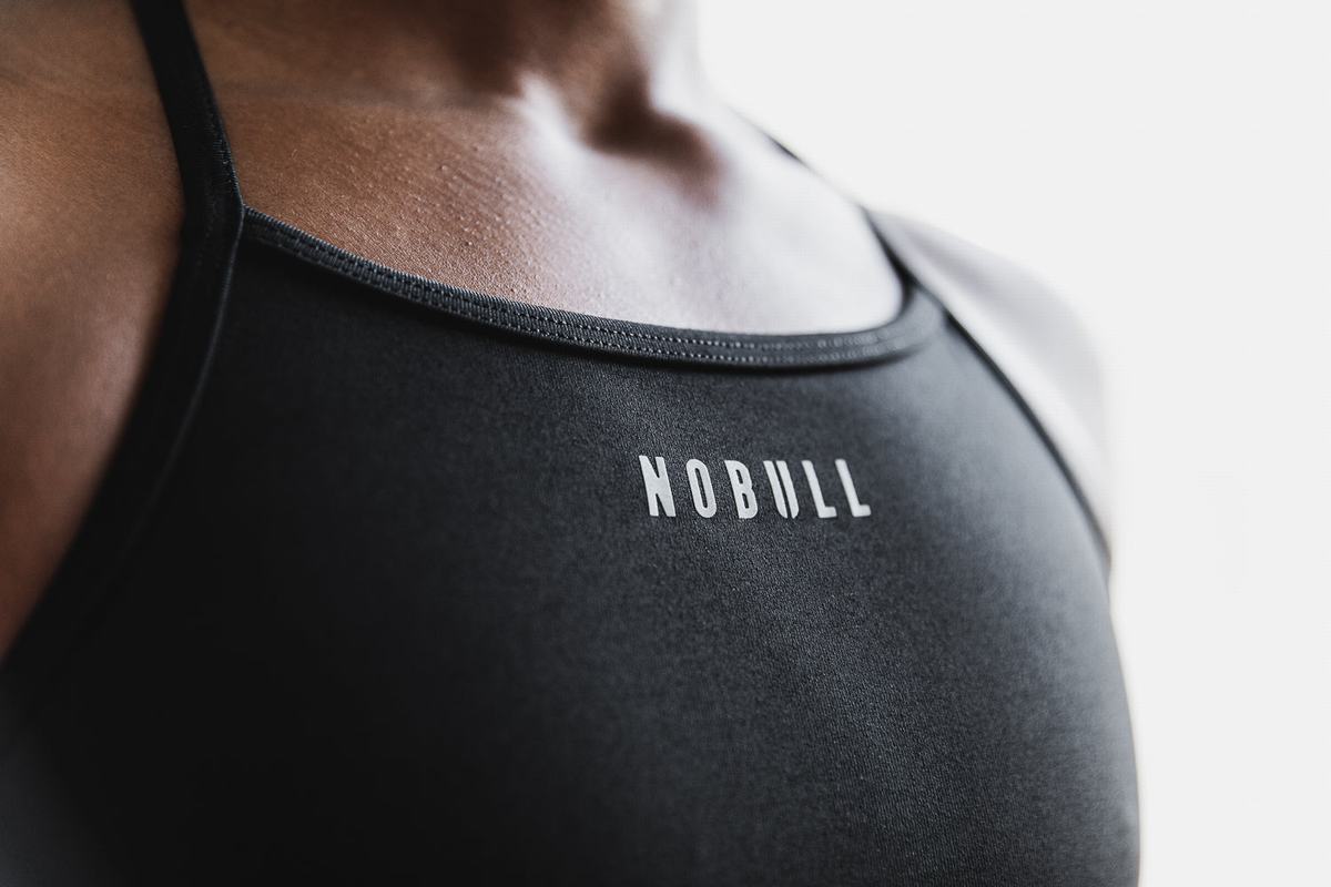 Nobull High-Neck Plush Heather Sport Bh Dames Zwart | 041856-SYO