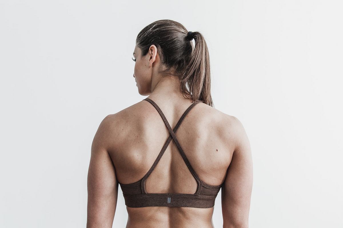 Nobull High-Neck Plush Heather Sport Bh Dames Bruin | 078495-BOJ
