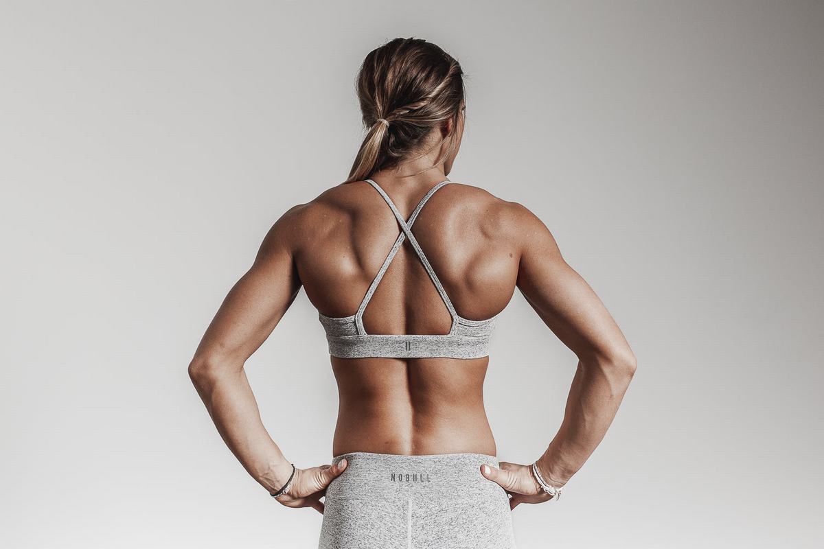 Nobull High-Neck Plush Heather Sport Bh Dames Wit | 478196-ZQU