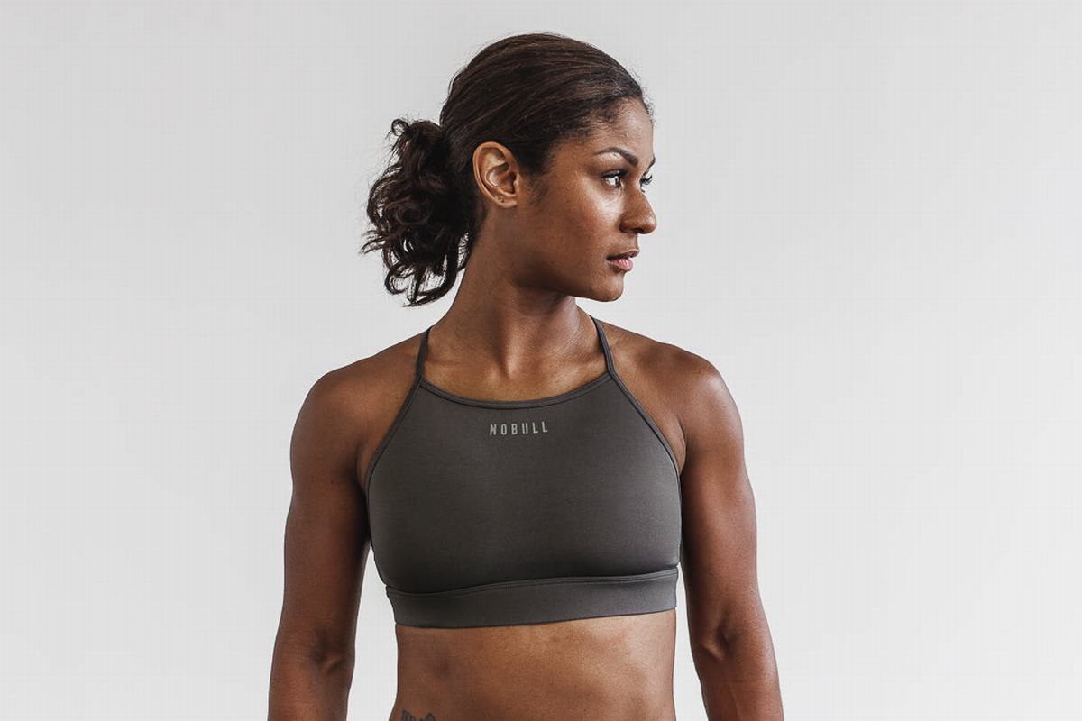 Nobull High-Neck Sport Bh Dames Donkergrijs | 854306-AYT