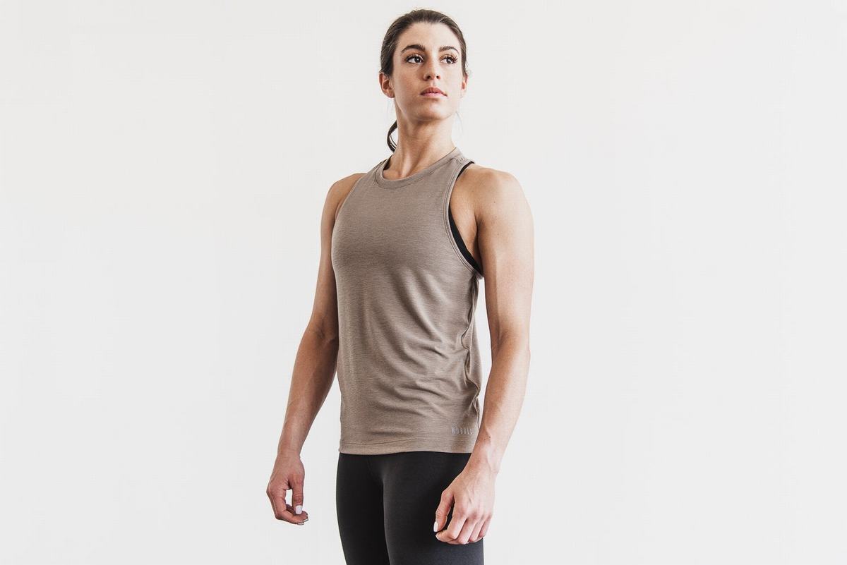 Nobull High-Neck Tank Classic Colors Tanktop Dames Lichtbruin | 596408-GIF