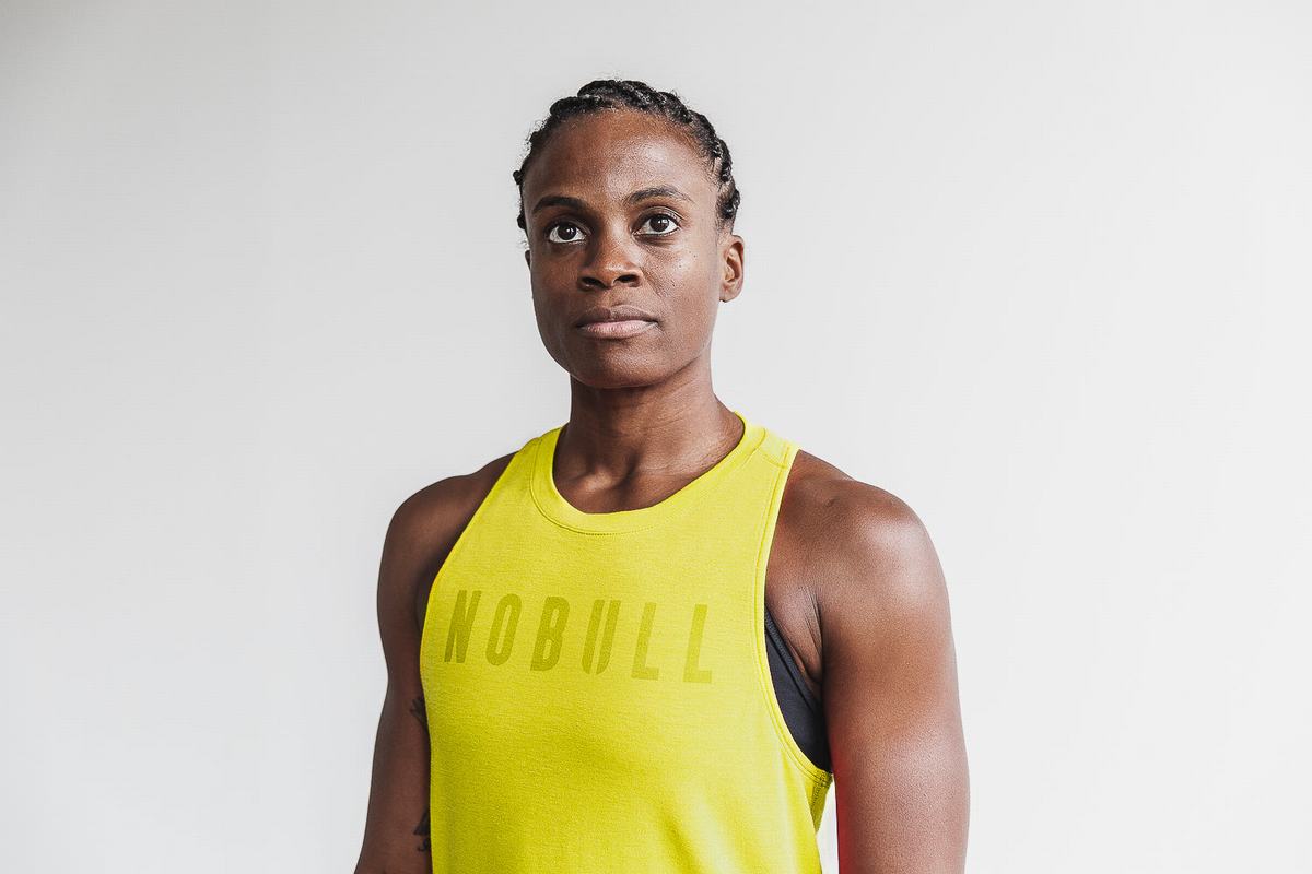 Nobull High-Neck Tank Neon Tanktop Dames Geel | 586134-ZEY