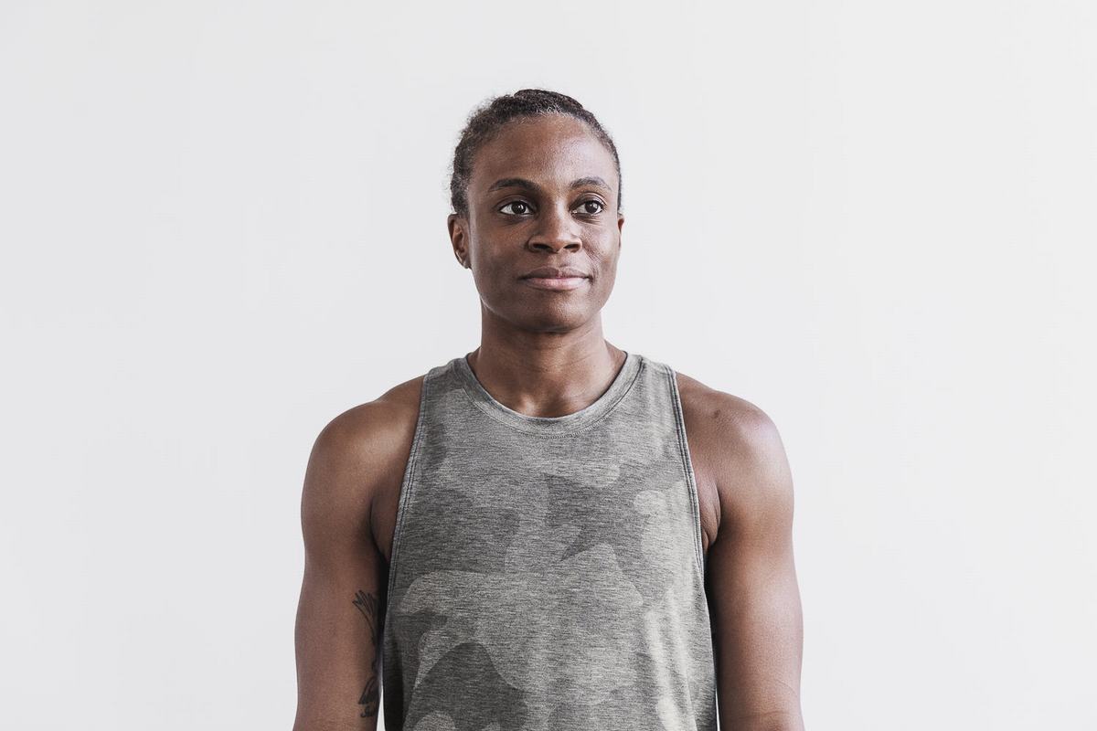 Nobull High-Neck Tank Tanktop Dames Grijs Camo | 256973-ACM