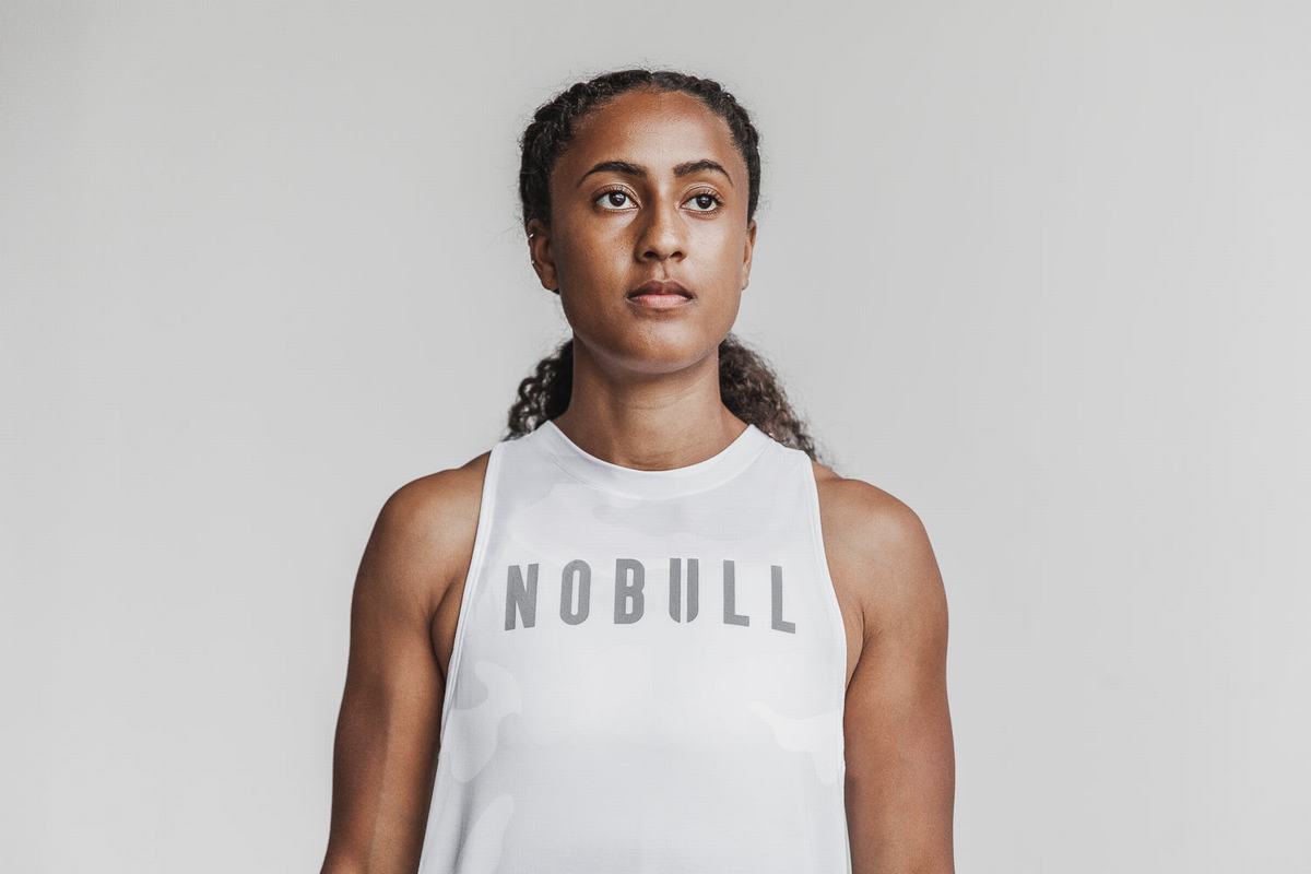 Nobull High-Neck Tank Tanktop Dames Wit Camo | 054872-TUY