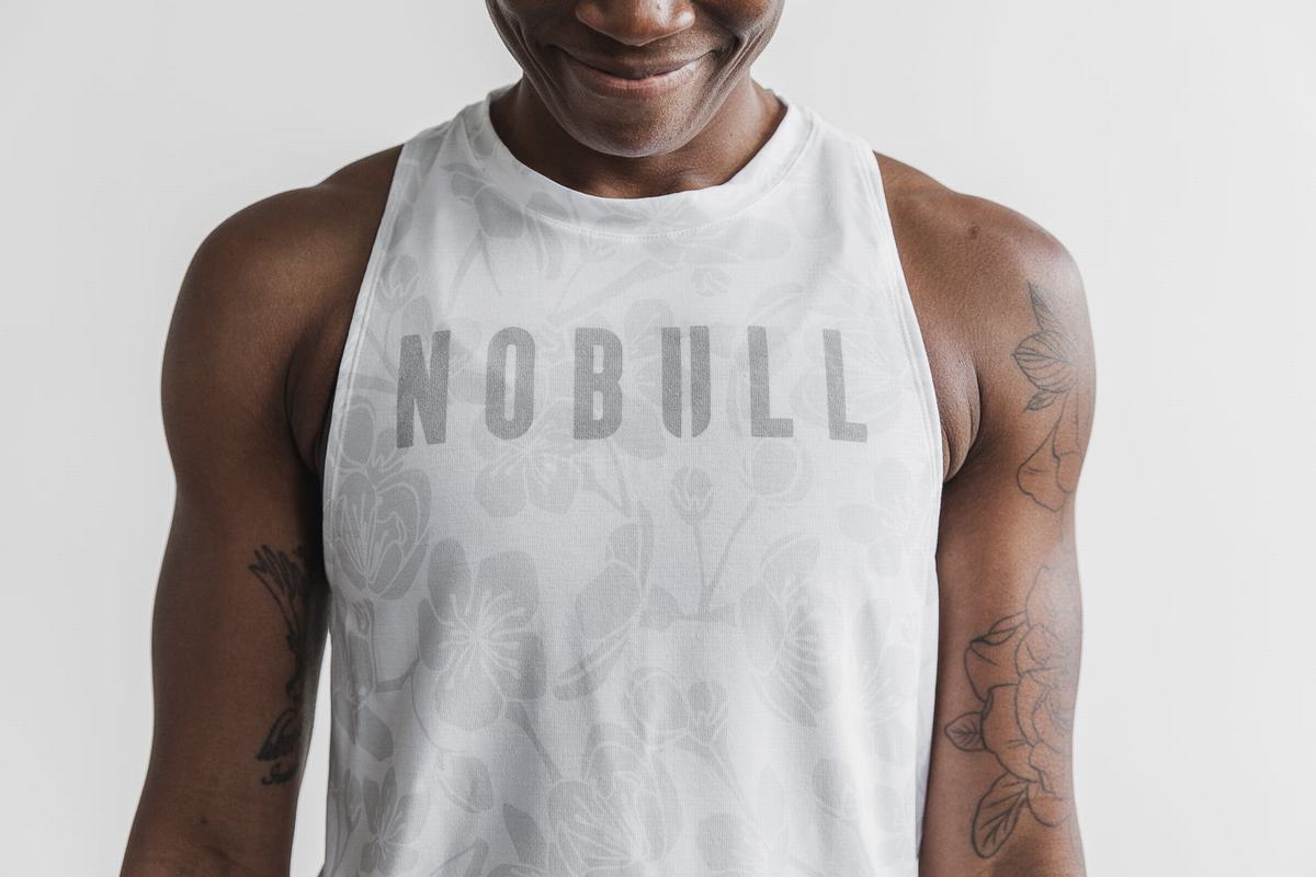 Nobull High-Neck Tank Tanktop Dames Wit Roze | 592467-OHD