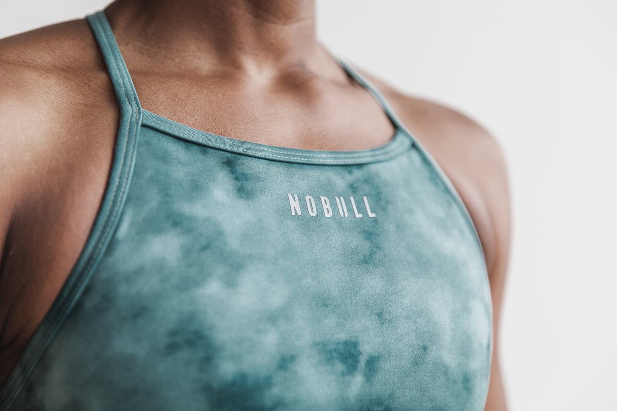 Nobull High-Neck Tie-Dye Sport Bh Dames Blauw Diepgroen | 263715-BLJ