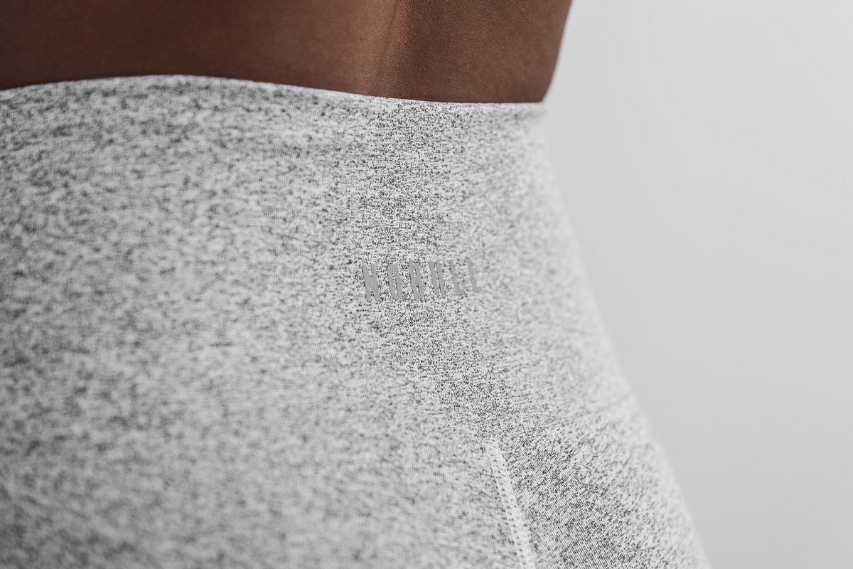 Nobull High-Rise 7/8 Tight Plush Heather Hardloopbroek Dames Wit | 270369-GPZ
