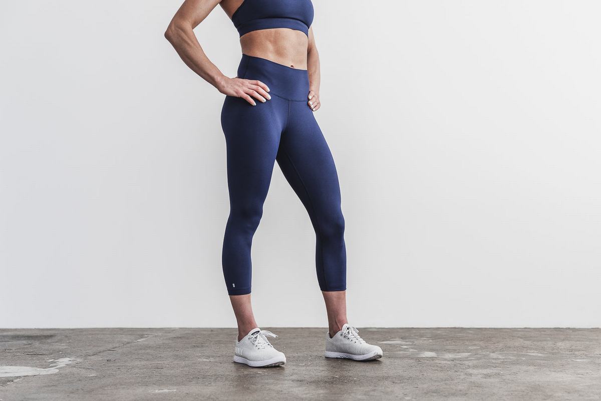 Nobull High-Rise Crop Hardloopbroek Dames Donkerblauw | 728091-EVB