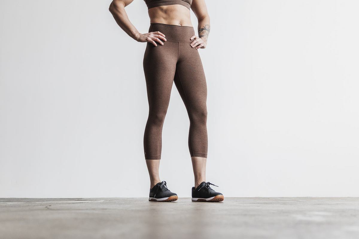Nobull High-Rise Crop Plush Heather Hardloopbroek Dames Bruin | 023598-KWD