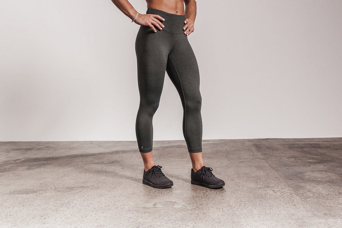 Nobull High-Rise Crop Plush Heather Hardloopbroek Dames Grijs | 314876-FTB