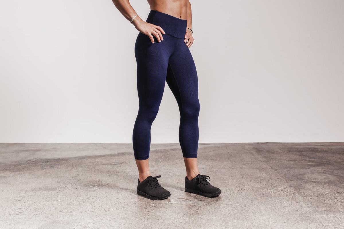 Nobull High-Rise Crop Plush Heather Hardloopbroek Dames Donkerblauw | 391284-SRU