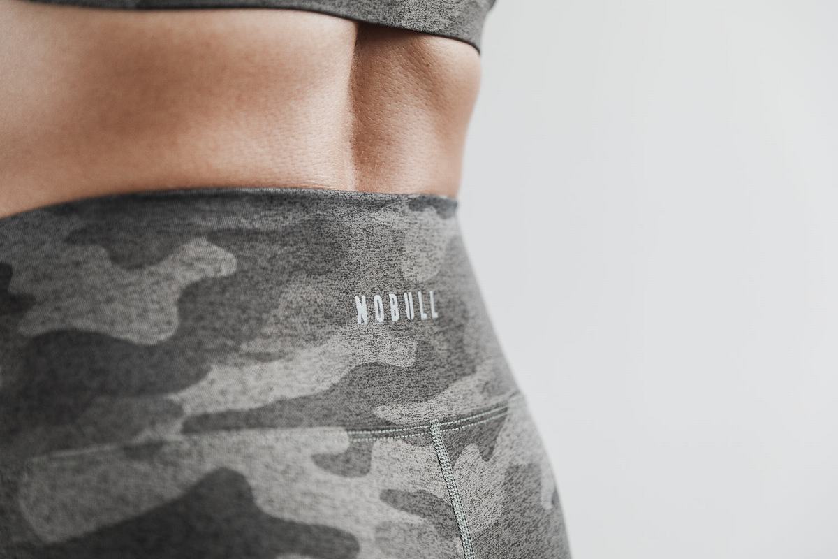 Nobull High-Rise Crop Plush Heather Hardloopbroek Dames Donkercamo | 495236-KLN