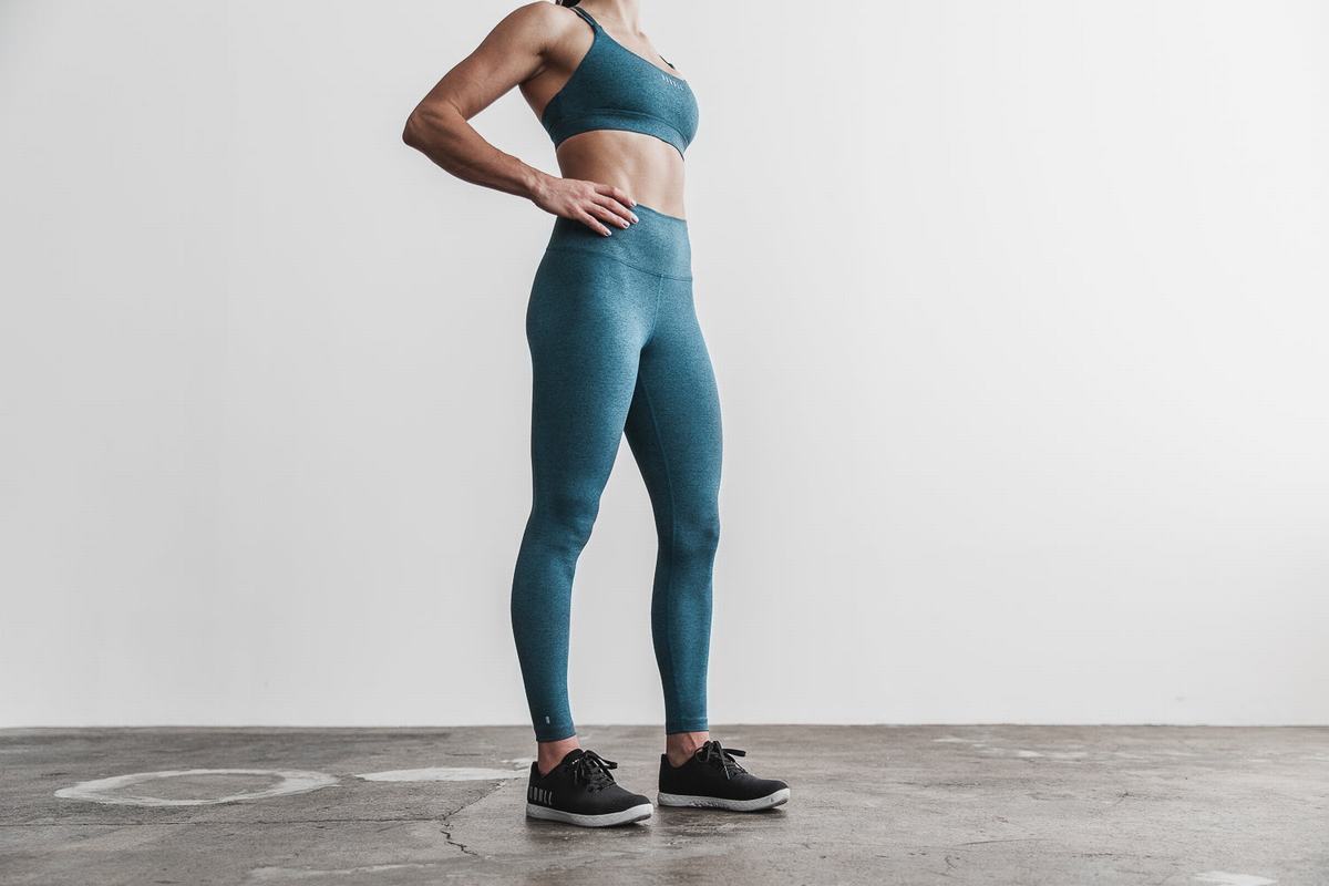Nobull High-Rise Tight Plush Heather Hardloopbroek Dames Turquoise | 356814-QVE