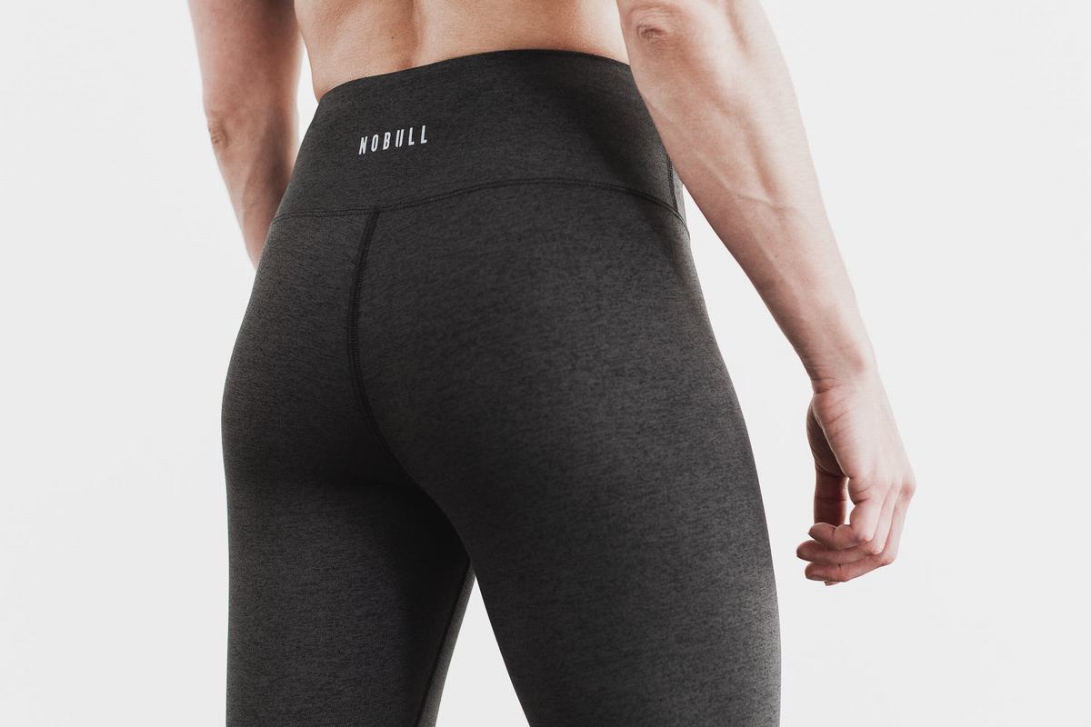 Nobull High-Rise Tight Plush Heather Hardloopbroek Dames Zwart | 950183-EMV