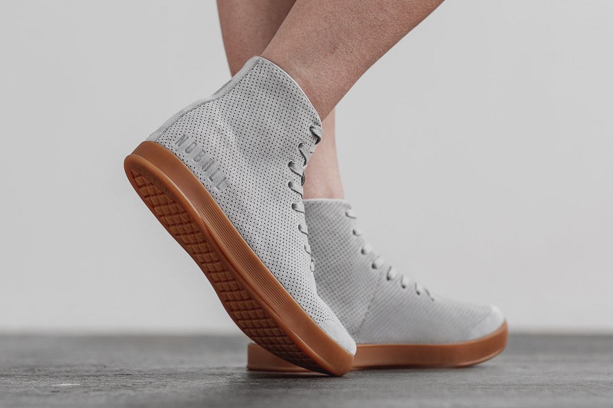 Nobull High-Top Arctic Suede Trainer Fitness Schoenen Dames Grijs Bruin | 236140-AFS
