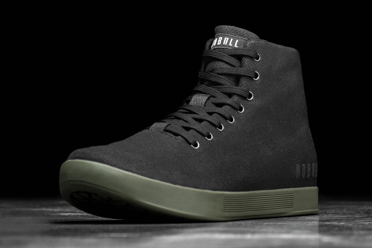 Nobull High-Top Canvas Trainer Fitness Schoenen Dames Zwart Donkergroen | 286473-IYN