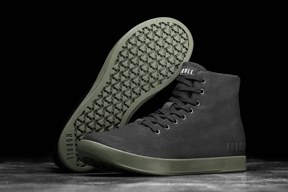 Nobull High-Top Canvas Trainer Fitness Schoenen Dames Zwart Donkergroen | 286473-IYN