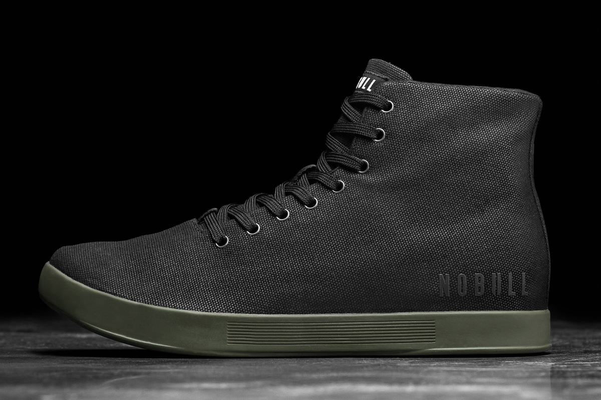 Nobull High-Top Canvas Trainer Fitness Schoenen Dames Zwart Donkergroen | 286473-IYN