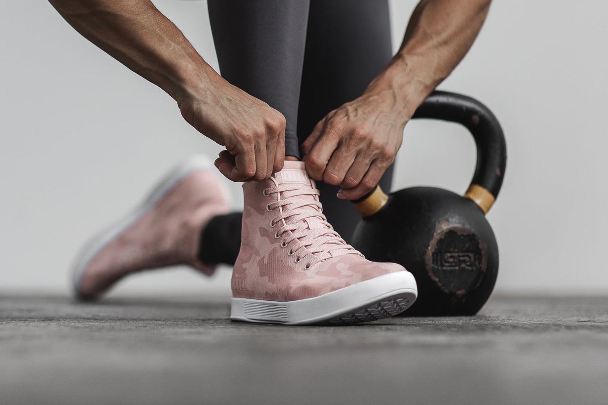 Nobull High-Top Canvas Trainer Fitness Schoenen Dames Roze Camo | 379648-XGS
