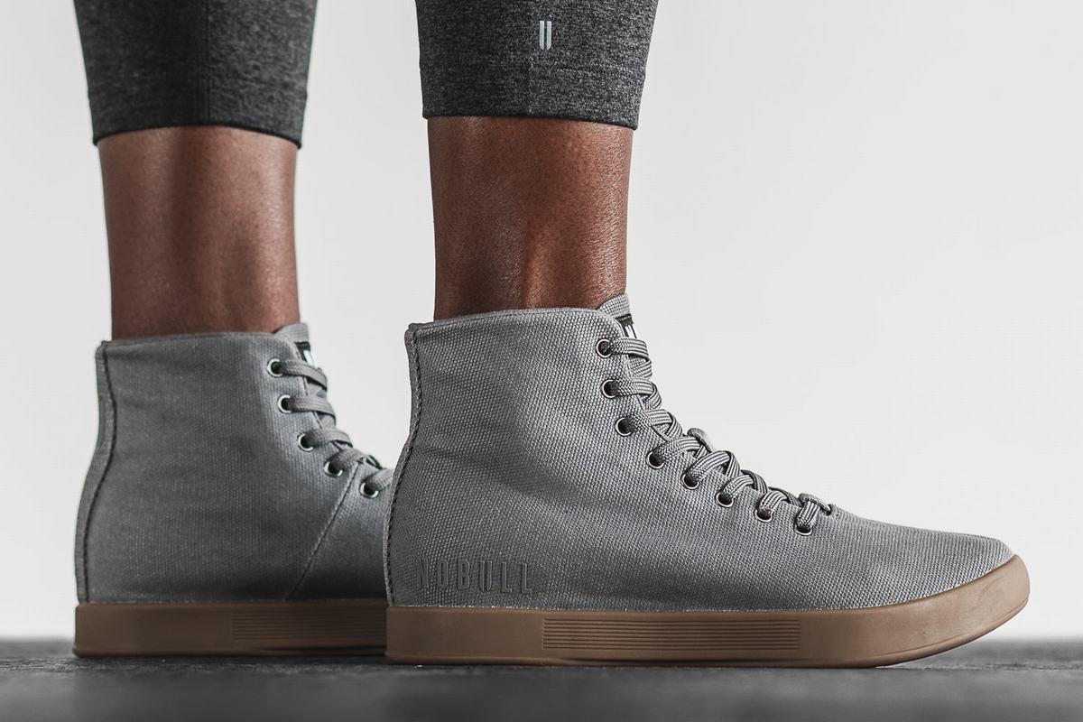 Nobull High-Top Canvas Trainer Fitness Schoenen Dames Donkergrijs | 426503-NSY