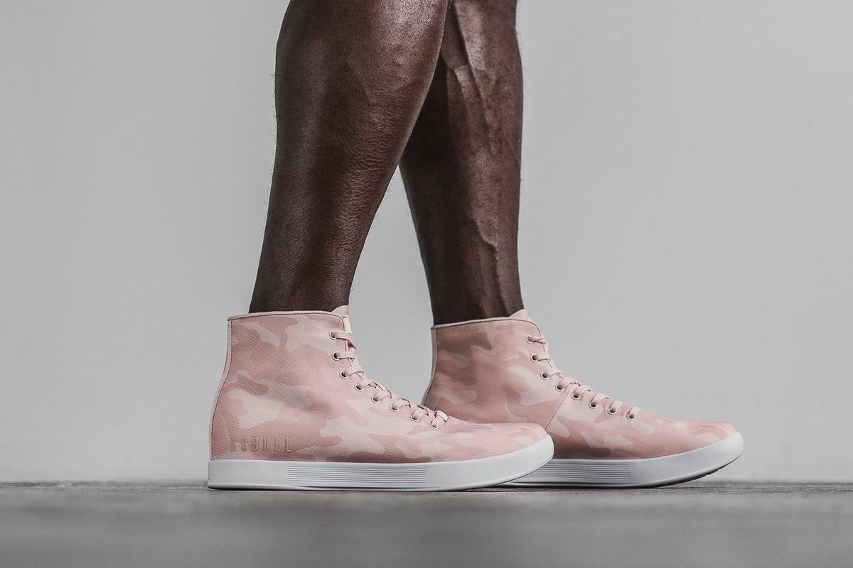 Nobull High-Top Canvas Trainer Fitness Schoenen Heren Roze Camo | 528941-ELX