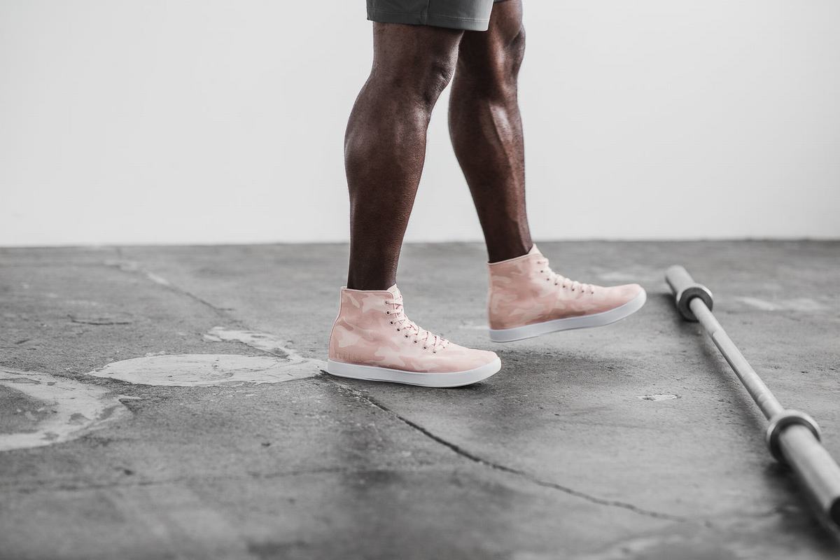 Nobull High-Top Canvas Trainer Fitness Schoenen Heren Roze Camo | 528941-ELX