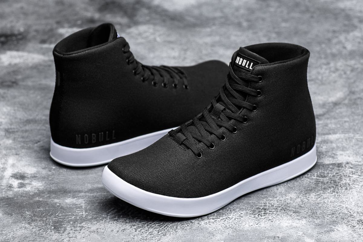 Nobull High-Top Canvas Trainer Fitness Schoenen Heren Zwart Wit | 761529-EMH
