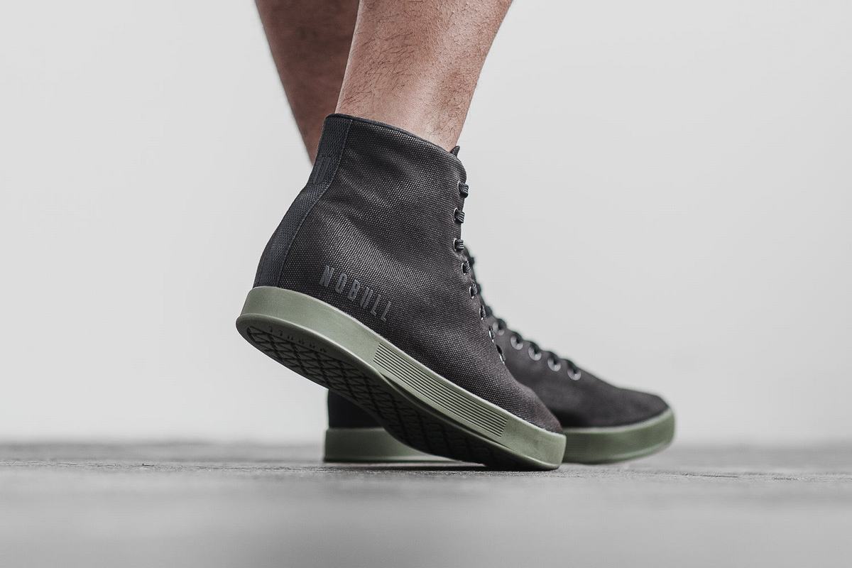 Nobull High-Top Canvas Trainer Fitness Schoenen Heren Zwart Donkergroen | 816049-UNO