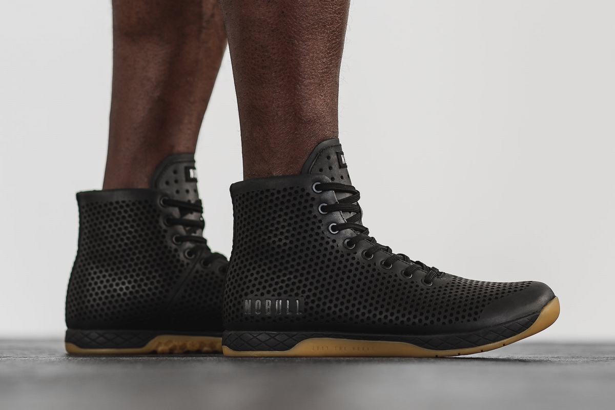 Nobull High-Top Leather Trainer Fitness Schoenen Heren Zwart | 045693-JCL