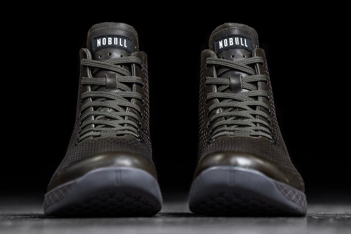 Nobull High-Top Leather Trainer Fitness Schoenen Heren Olijfgroen | 178692-ABT