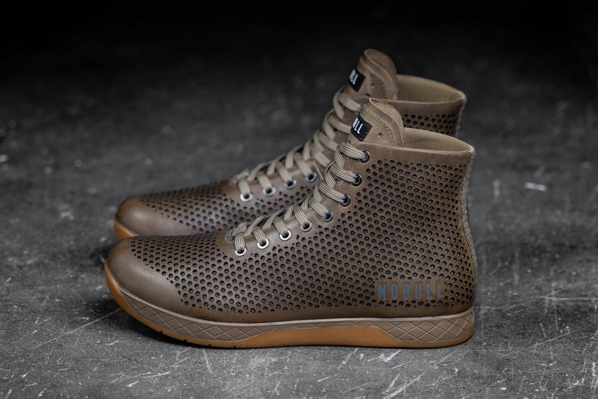 Nobull High-Top Leather Trainer Fitness Schoenen Dames Bruin | 321876-XPZ