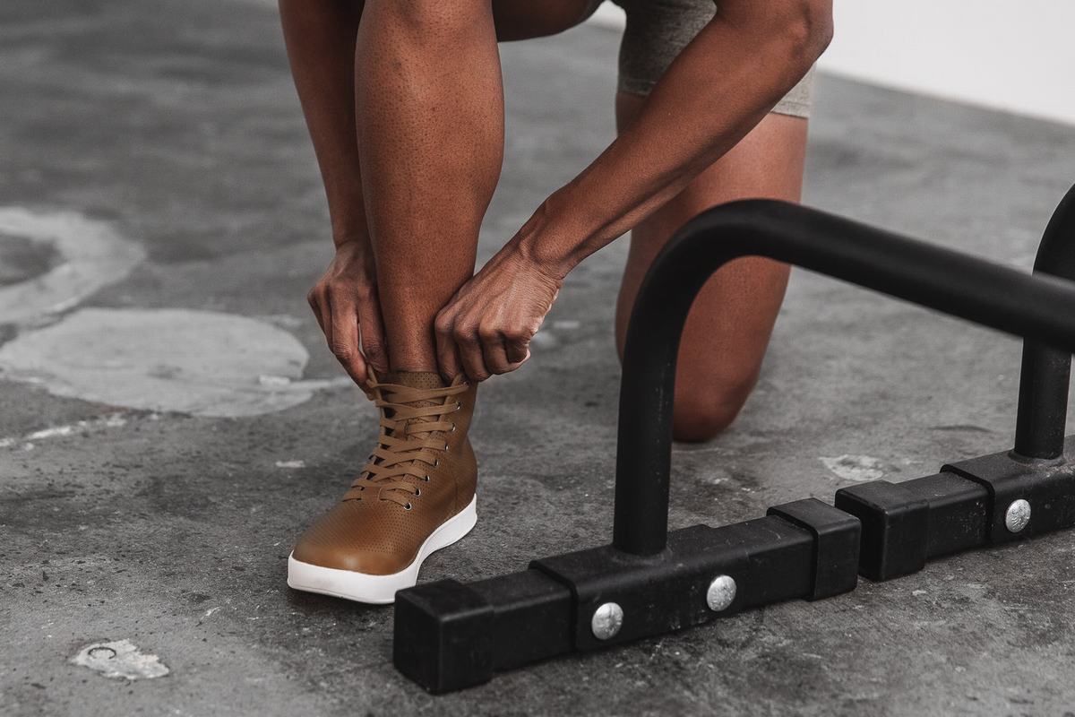 Nobull High-Top Leather Trainer Fitness Schoenen Dames Bruin | 635487-UPI