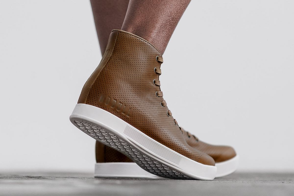 Nobull High-Top Leather Trainer Fitness Schoenen Dames Bruin | 635487-UPI