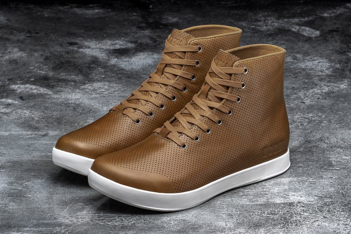 Nobull High-Top Leather Trainer Fitness Schoenen Dames Bruin | 635487-UPI
