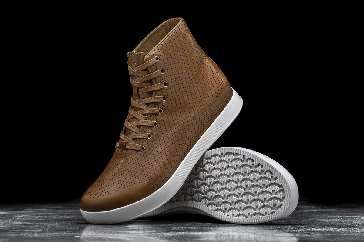 Nobull High-Top Leather Trainer Fitness Schoenen Dames Bruin | 635487-UPI