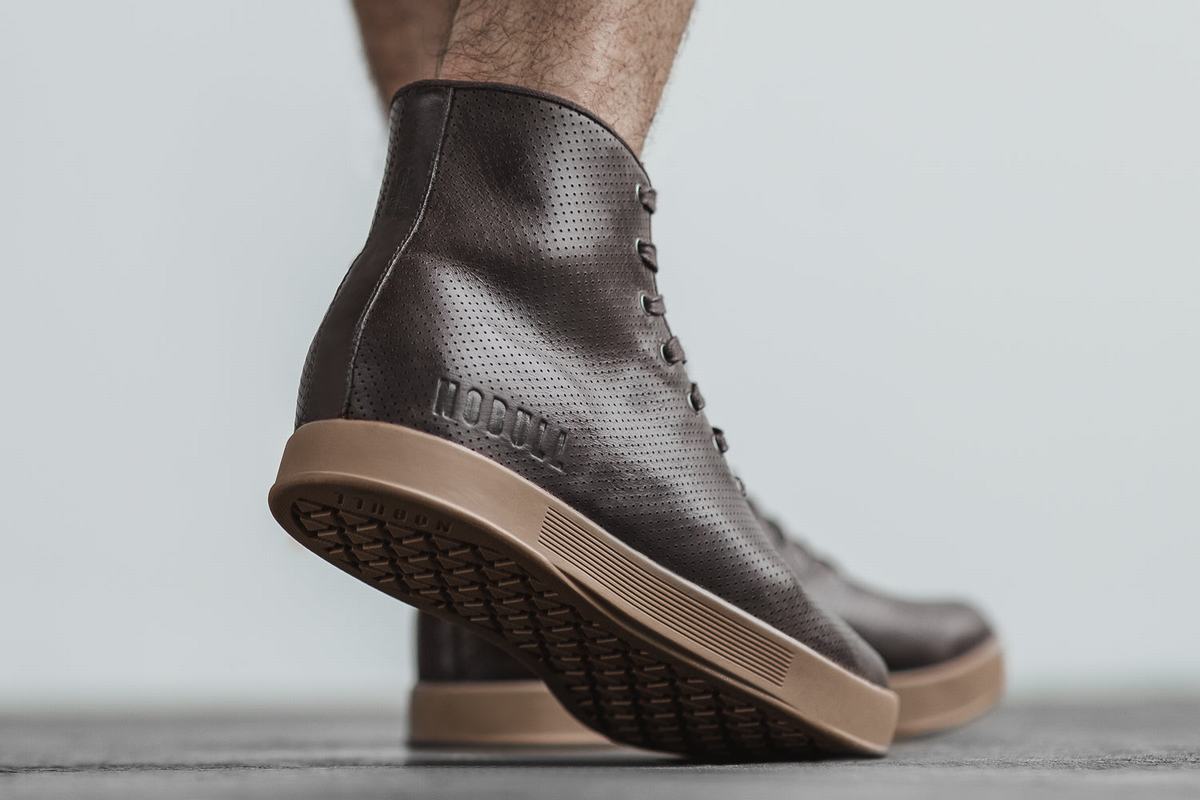 Nobull High-Top Leather Trainer Fitness Schoenen Heren Bruin | 742965-ZDV