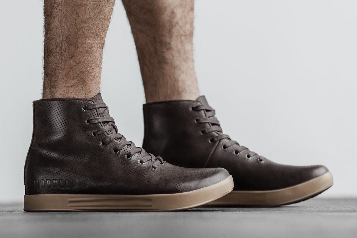 Nobull High-Top Leather Trainer Fitness Schoenen Heren Bruin | 742965-ZDV