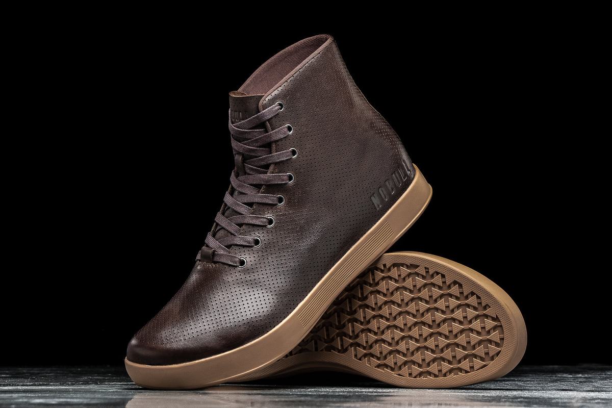 Nobull High-Top Leather Trainer Fitness Schoenen Heren Bruin | 742965-ZDV